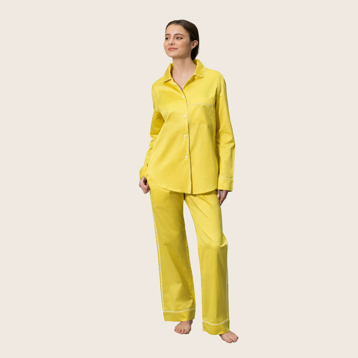 Nocturne Sateen Pajama Set Lemon/Blue / Small