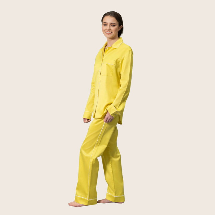 Nocturne Sateen Pajama Set Lemon/Blue / Small
