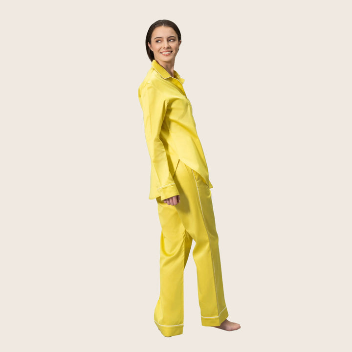 Nocturne Sateen Pajama Set Lemon/Blue / Small