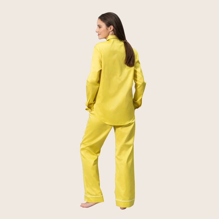 Nocturne Sateen Pajama Set Lemon/Blue / Small