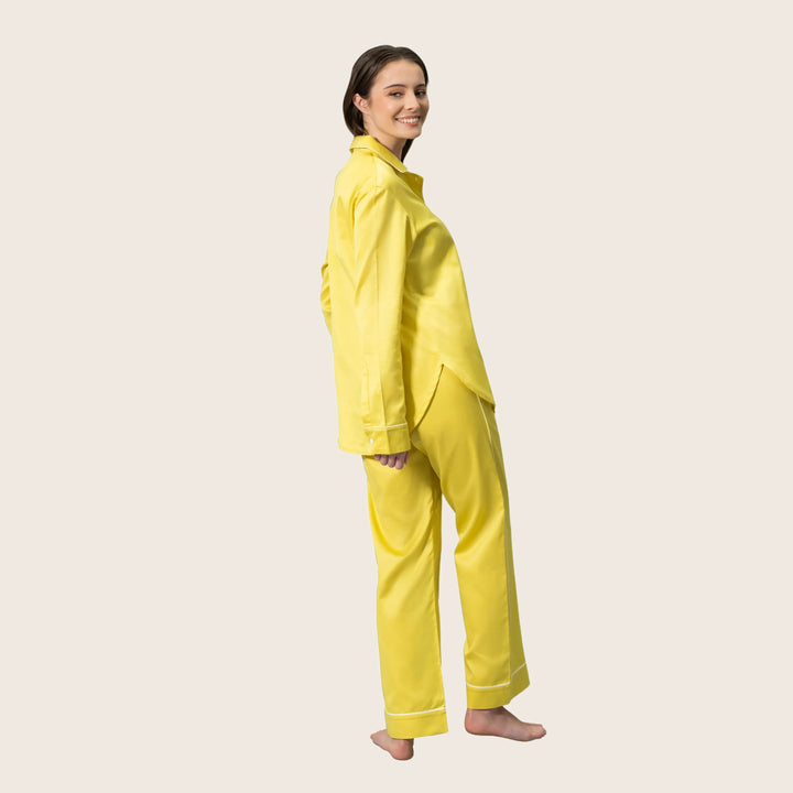 Nocturne Sateen Pajama Set Lemon/Blue / Small
