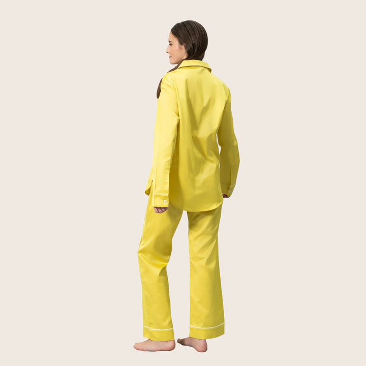 Nocturne Sateen Pajama Set Lemon/Blue / Small