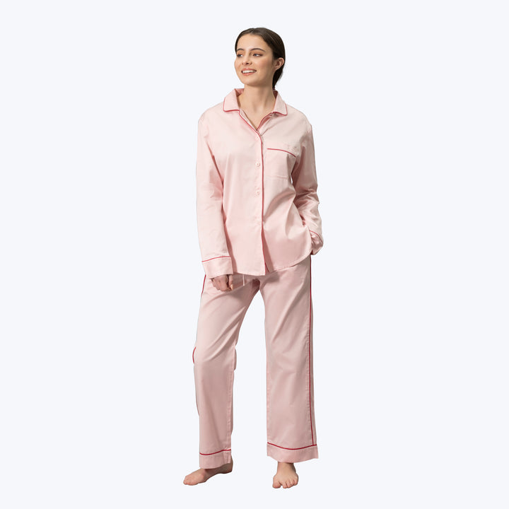 Nocturne Sateen Pajama Set Pink/Scarlet / Small