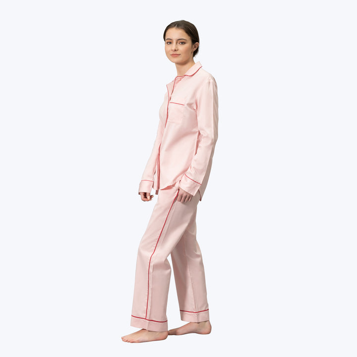 Nocturne Sateen Pajama Set Pink/Scarlet / Small