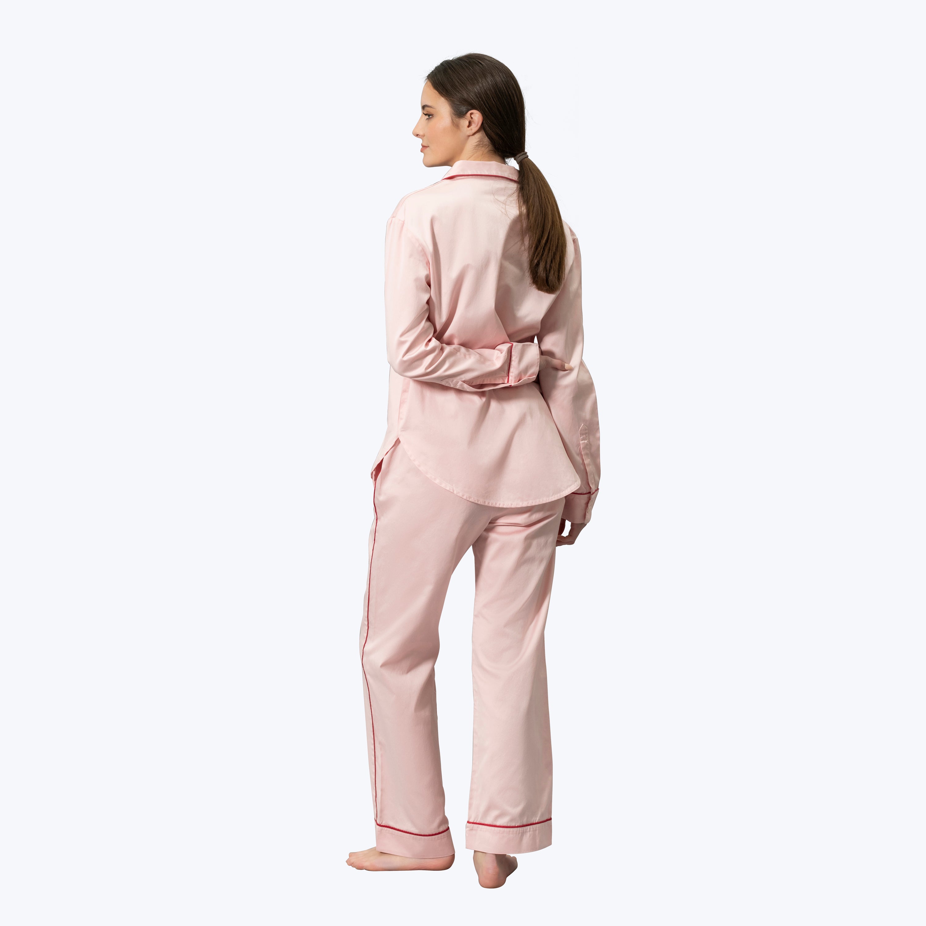 Nocturne Sateen Pajama Set Pink/Scarlet / Small