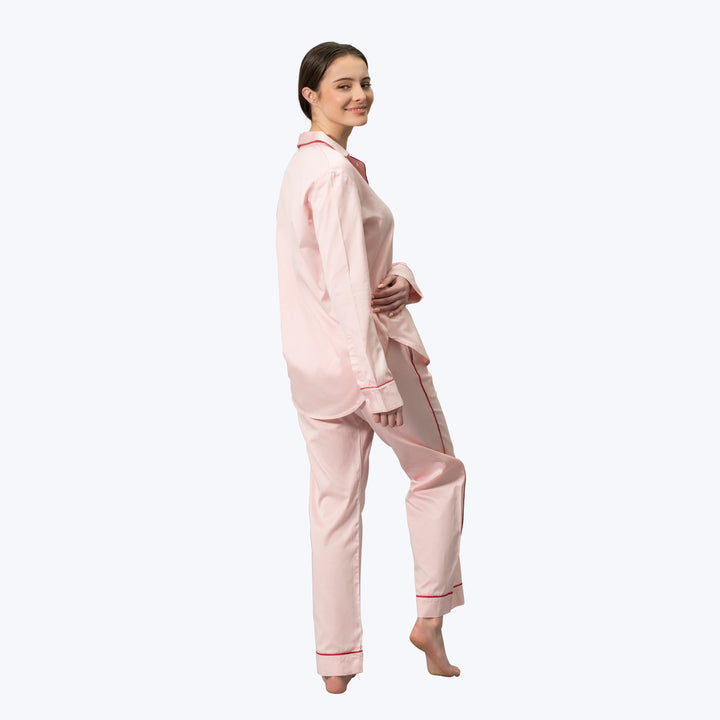 Nocturne Sateen Pajama Set Pink/Scarlet / Small