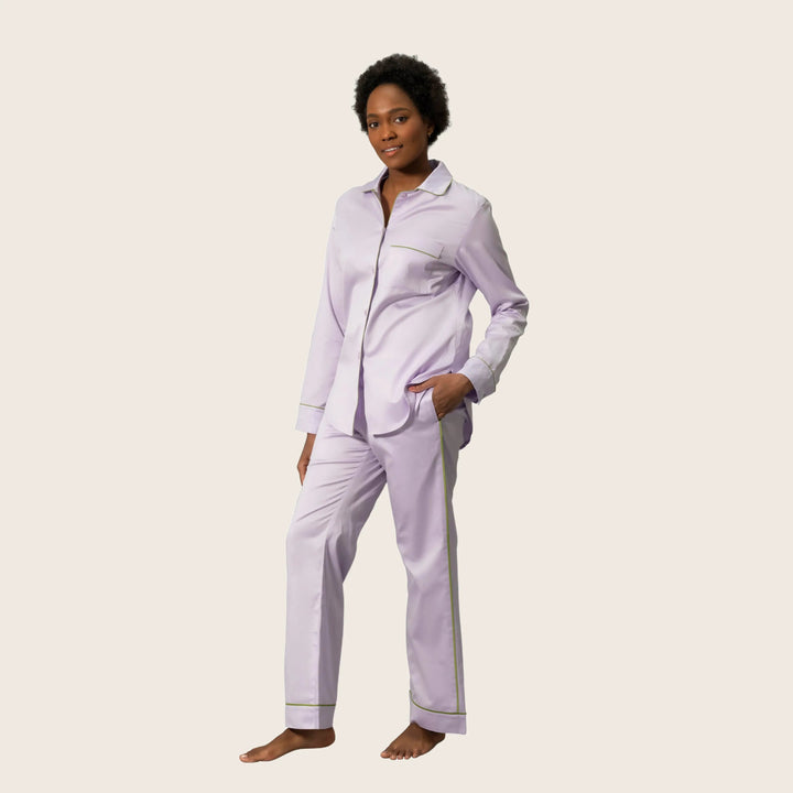 Nocturne Sateen Pajama Set Violet/Grass / Small