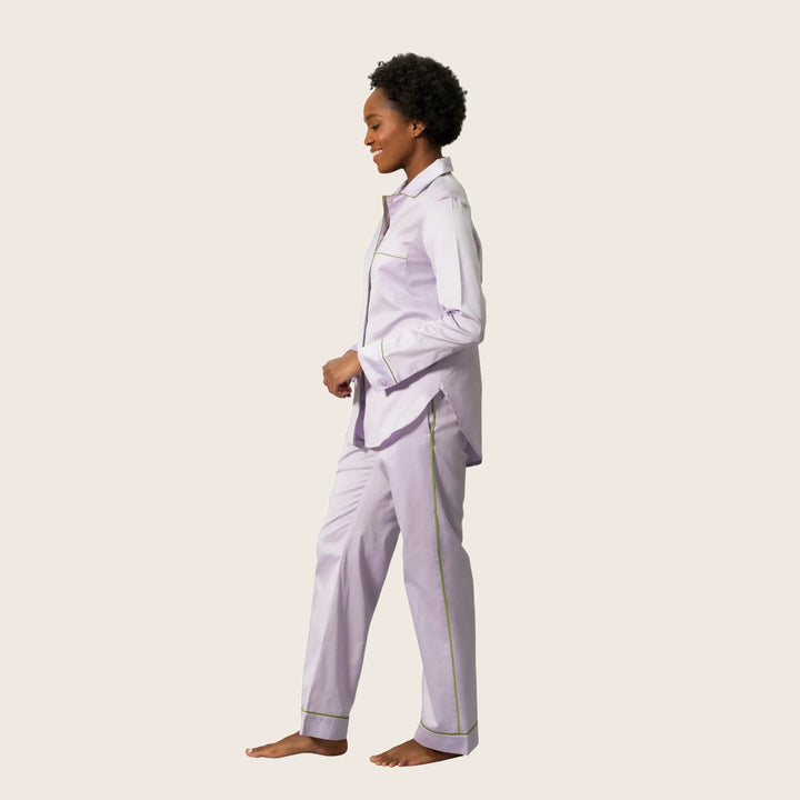 Nocturne Sateen Pajama Set Violet/Grass / Small
