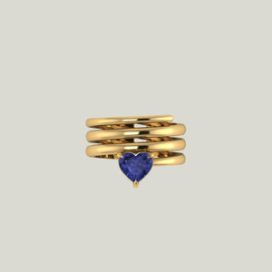 Blue Jean Sapphire Spiral Heart Cut Pinky Ring - hover