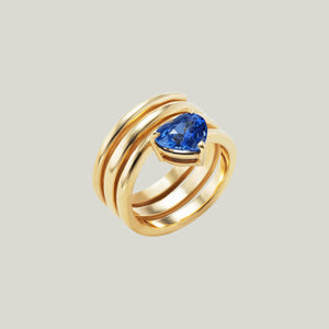 Blue Jean Sapphire Spiral Heart Cut Pinky Ring