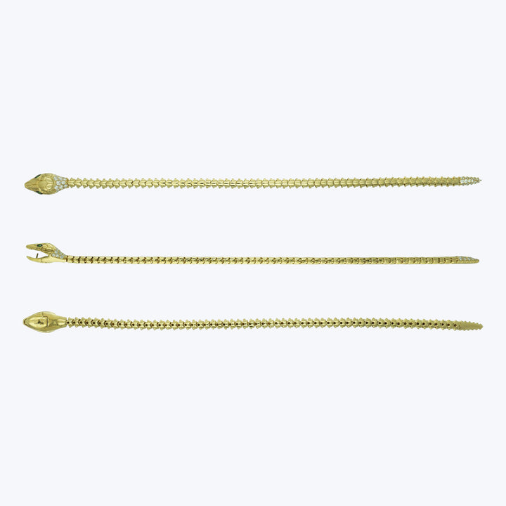 Yellow Gold Serpent Biting Bracelet with Diamonds