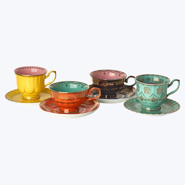 Grandpa Multicolor Tea Set, Set of 4