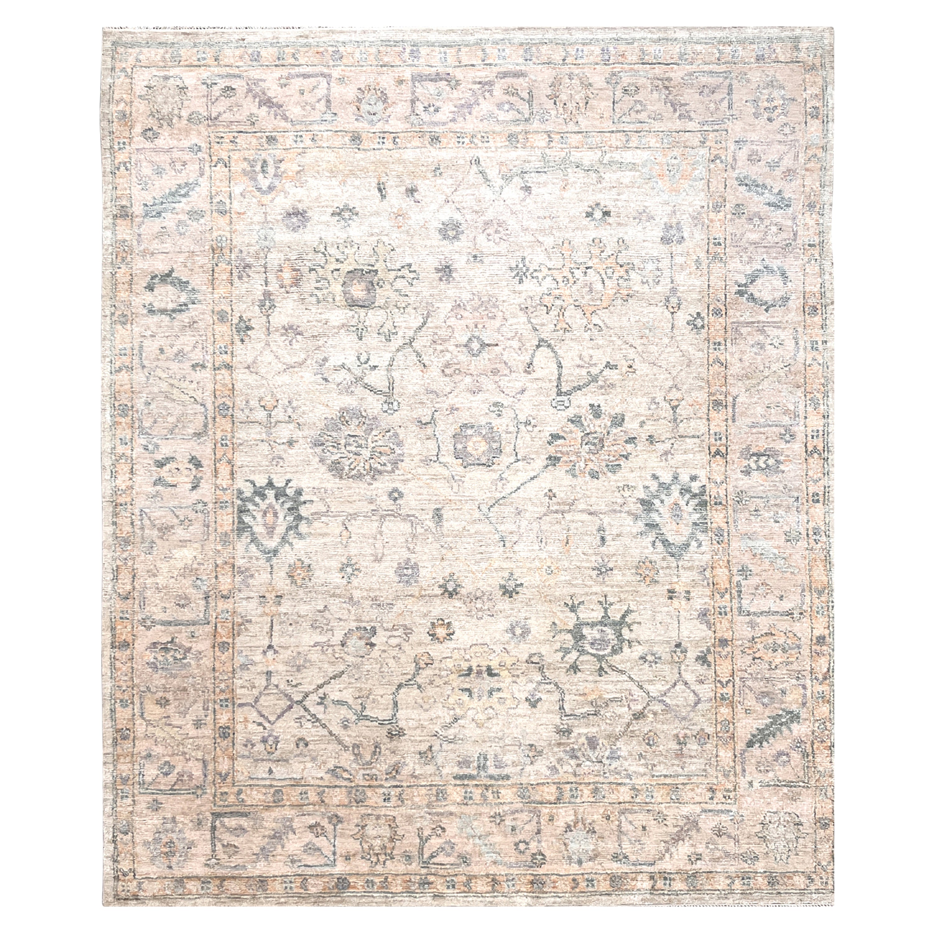 Beige Traditional Oushak Silk Rug - 8' x 10'