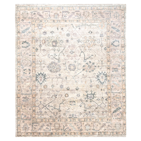 Beige Traditional Oushak Silk Rug - 8' x 10'