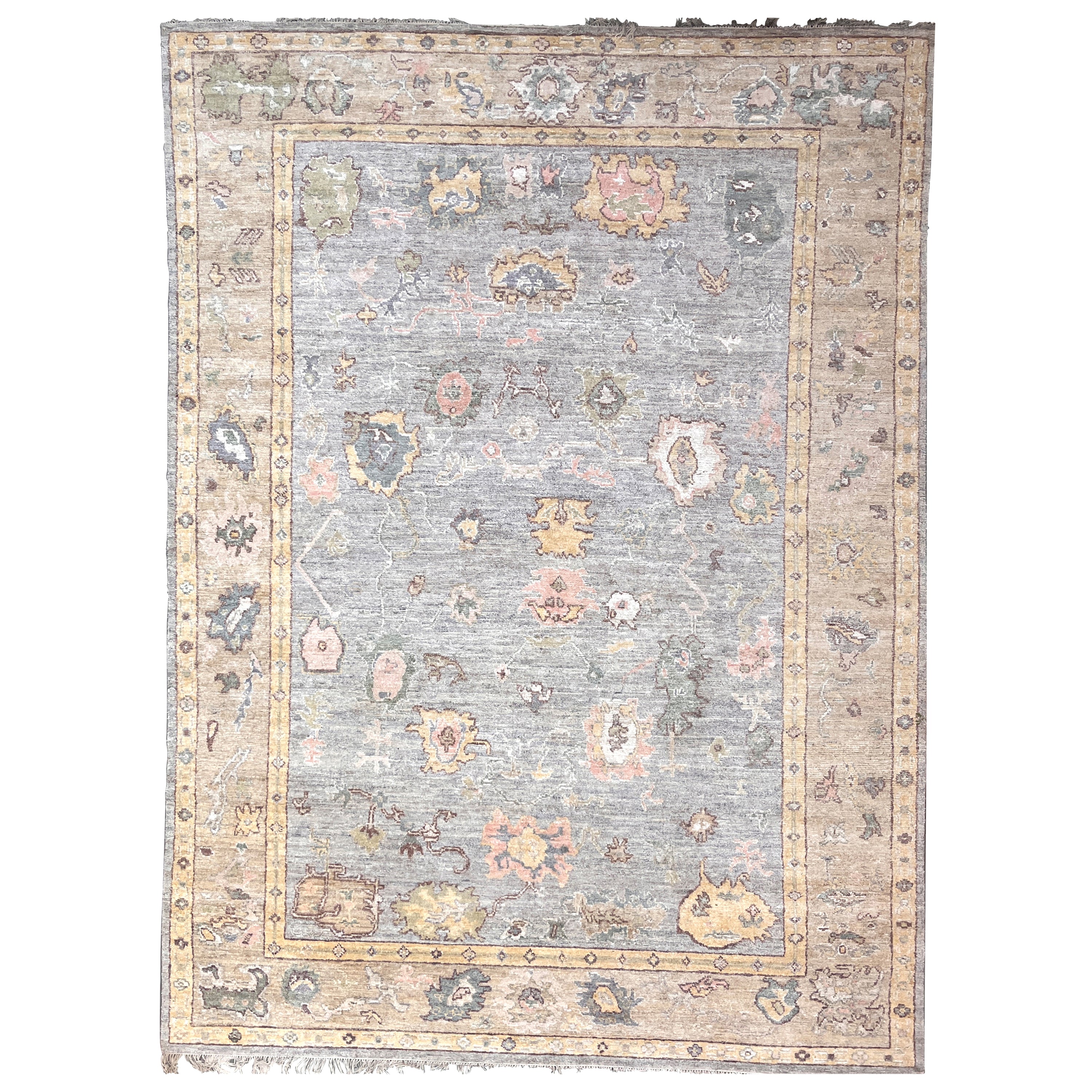 Grey Traditional Oushak Silk Rug 10' x 14'