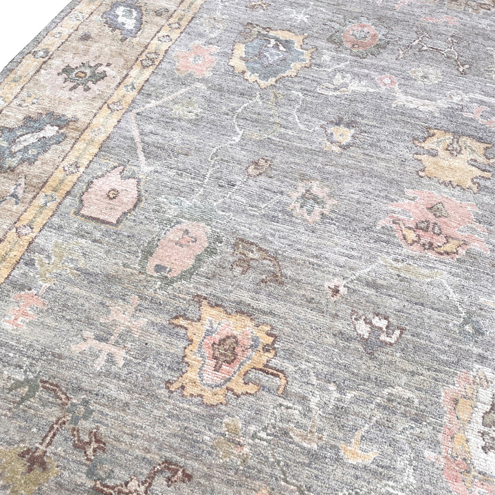 Grey Traditional Oushak Silk Rug 10' x 14'
