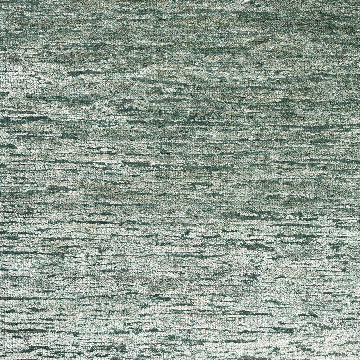 Green Solid Textured Wool Silk Blend Rug - 6' x 9'