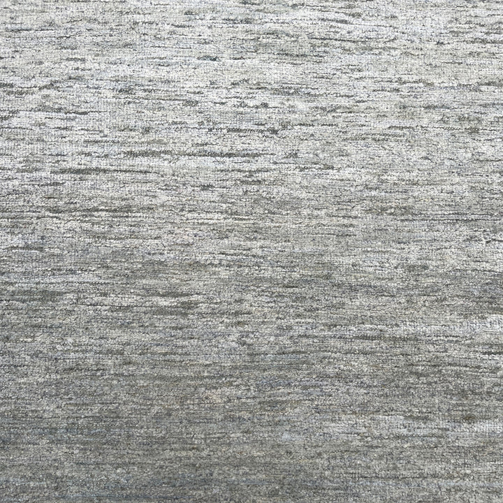 Grey Solid Textured Wool Silk Blend Rug - 8' x 10'