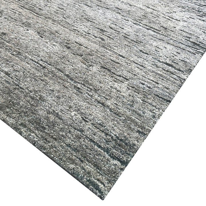 Grey Solid Textured Wool Silk Blend Rug - 6' x 9'