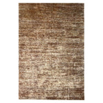 Brown Solid Textured Wool Silk Blend Rug - 6' x 9'