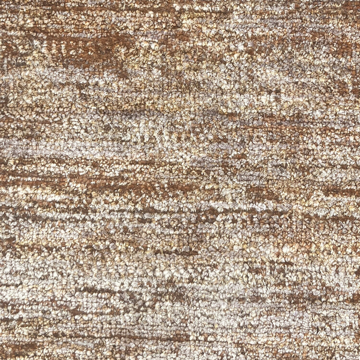 Brown Solid Textured Wool Silk Blend Rug - 6' x 9'