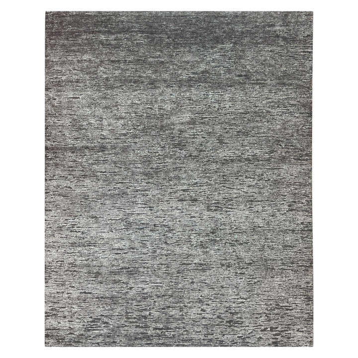 Grey Solid Textured Wool Silk Blend Rug - 8' x 10'