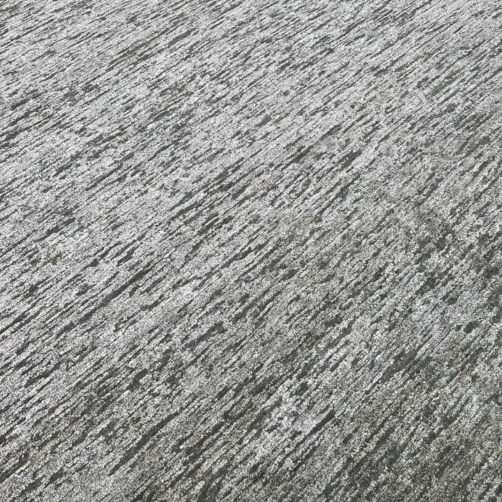 Grey Solid Textured Wool Silk Blend Rug - 8' x 10'