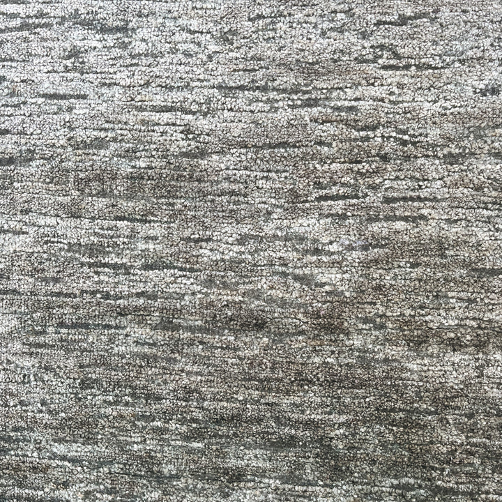 Grey Solid Textured Wool Silk Blend Rug - 8' x 10'