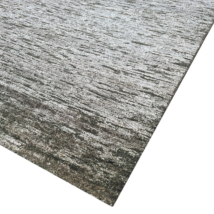 Grey Solid Textured Wool Silk Blend Rug - 8' x 10'