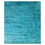 Blue Solid Textured Wool Silk Blend Rug - 8' x 10'
