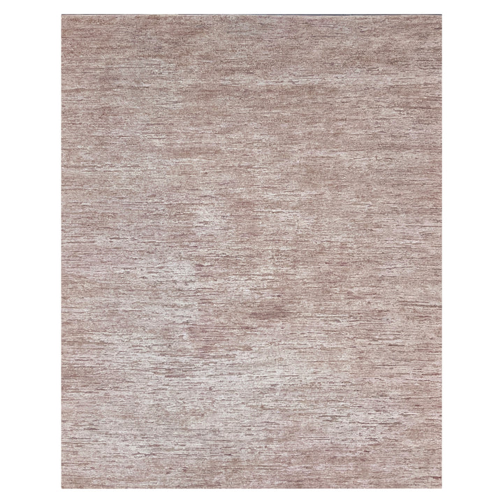 Pink Solid Textured Wool Silk Blend Rug - 8' x 10'