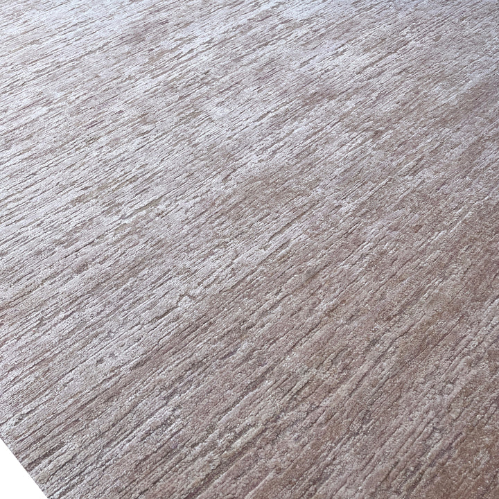 Pink Solid Textured Wool Silk Blend Rug - 8' x 10'