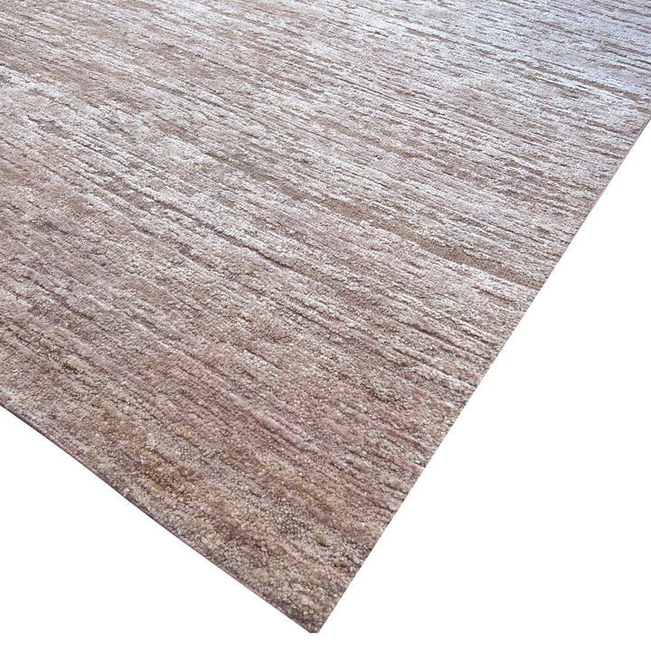 Pink Solid Textured Wool Silk Blend Rug - 8' x 10'