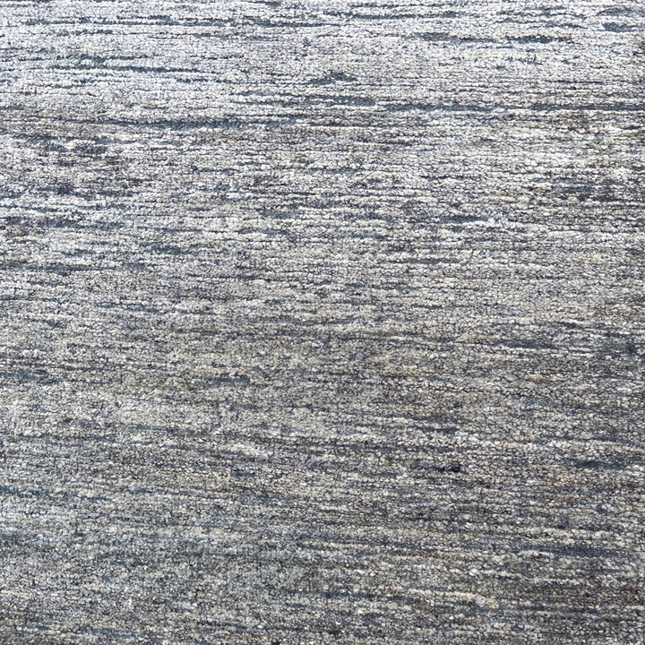 Black Solid Textured Wool Silk Blend Rug - 6' x 9'
