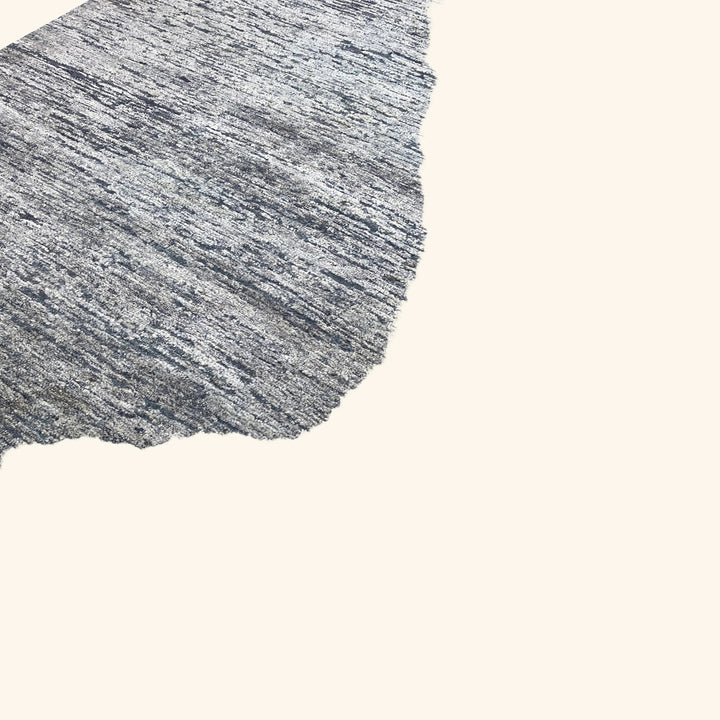 Black Solid Textured Wool Silk Blend Rug - 6' x 9'
