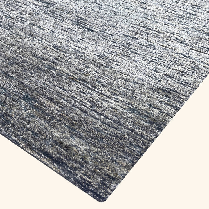 Black Solid Textured Wool Silk Blend Rug - 6' x 9'