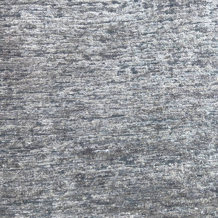 Black Solid Textured Wool Silk Blend Rug - 8' x 10'