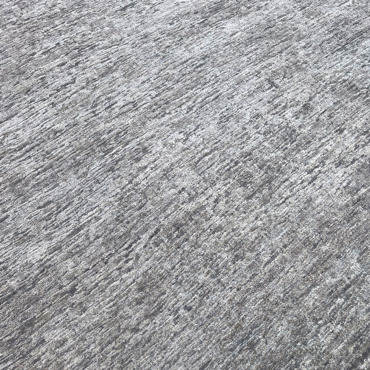 Black Solid Textured Wool Silk Blend Rug - 8' x 10'