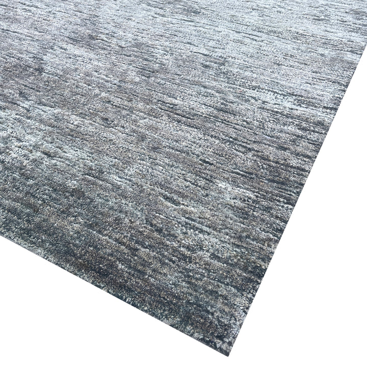 Black Solid Textured Wool Silk Blend Rug - 8' x 10'