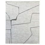 White & Black Contemporary Wool Silk Blend Rug - 8' x 10'