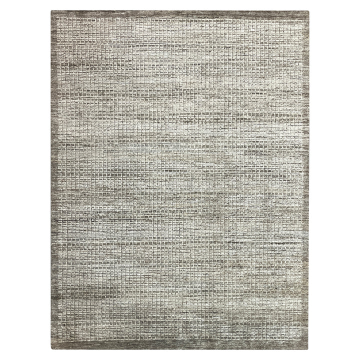Ivory & Beige Transitional Wool Silk Blend Rug - 8' x 10'