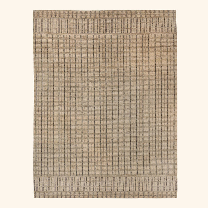 Grey and White Contemporary Silk Rug - 8' x 10'