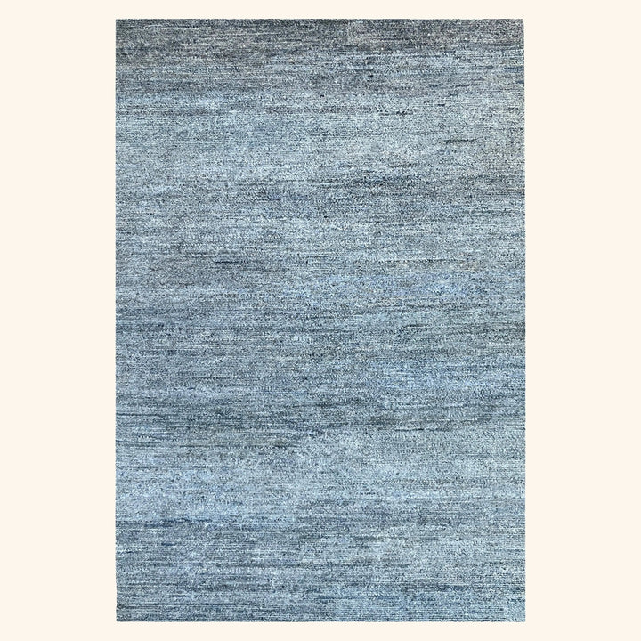 Blue Solid Textured Silk Rug - 8' x 10'