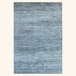 Blue Solid Textured Silk Rug - 8' x 10'