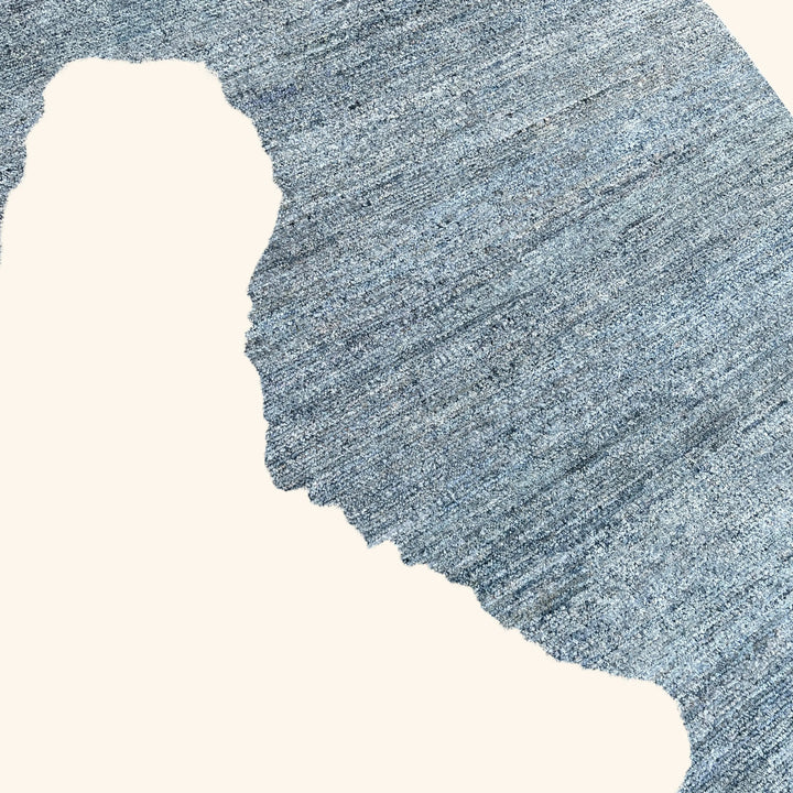 Blue Solid Textured Silk Rug - 8' x 10'