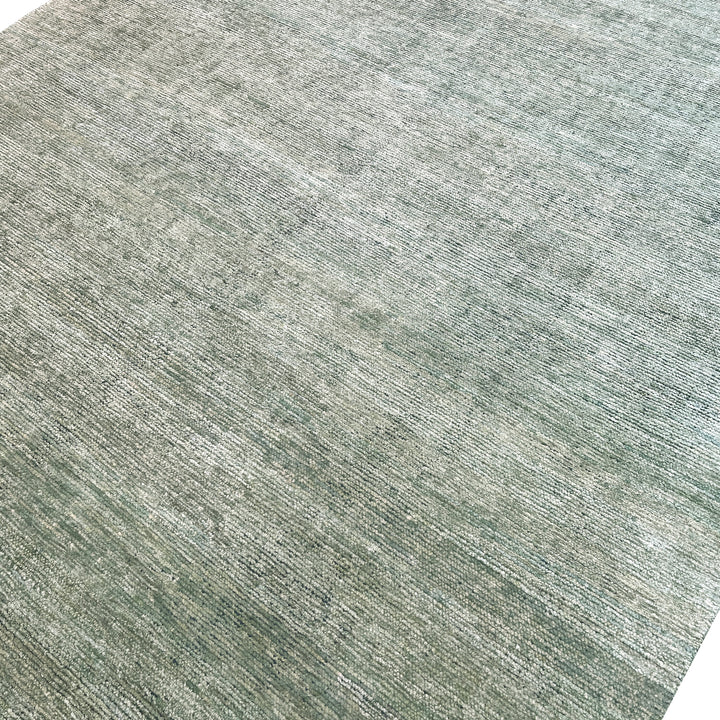 Green Solid Textured Silk Rug - 8' x 10'