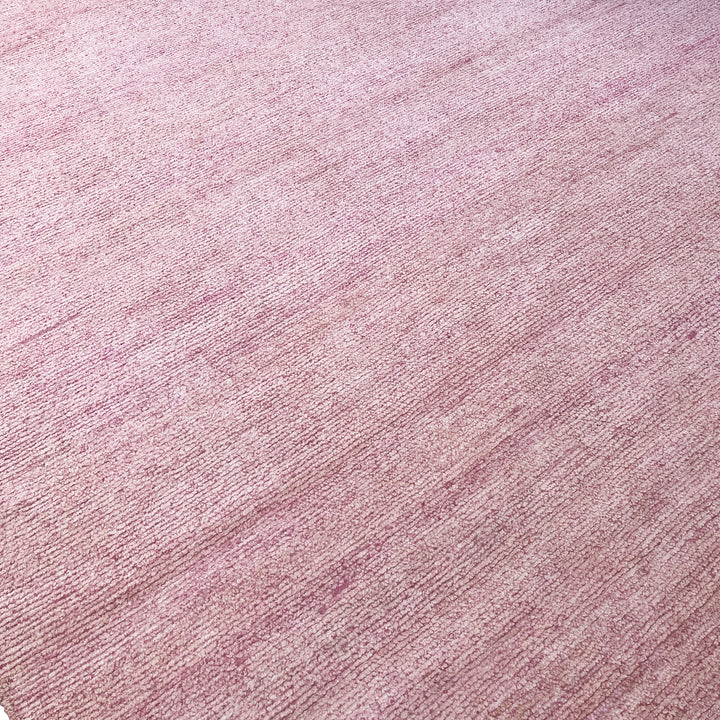 Pink Solid Textured Silk Rug - 8' x 10'