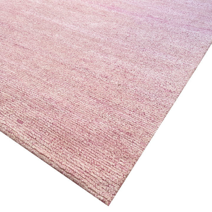 Pink Solid Textured Silk Rug - 8' x 10'