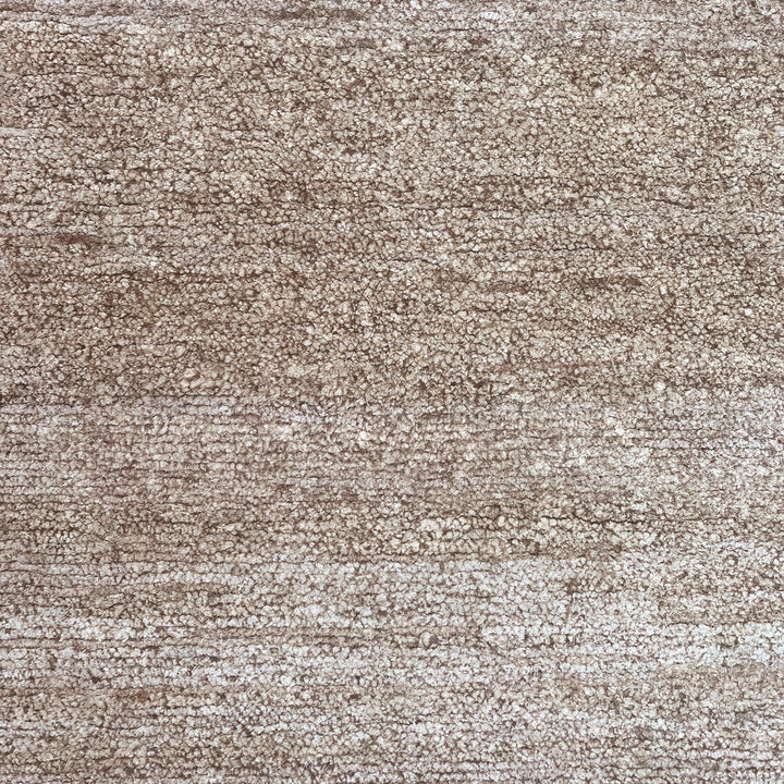 Brown Solid Textured Silk Rug - 8' x 10'