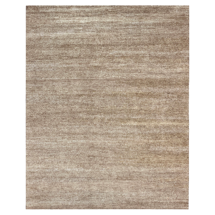 Brown Solid Textured Silk Rug - 8' x 10'